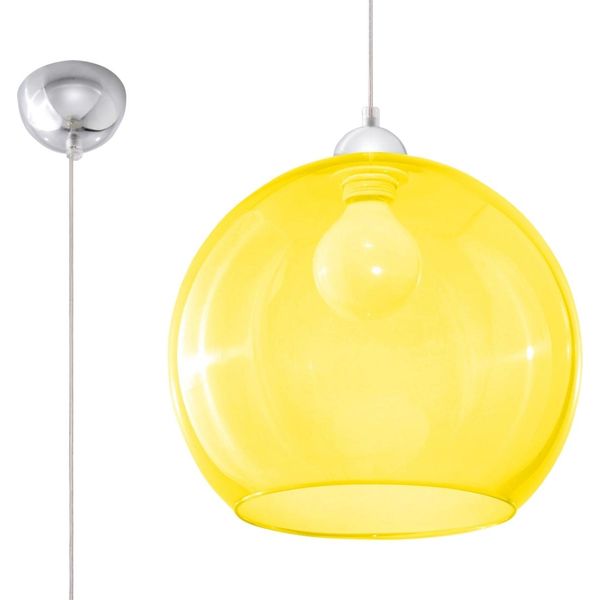 Lampada A Sospensione Ball Giallo 1Xe27 15W Acciaio/Vetro 120X30X30Cm Sollux Lighting-image