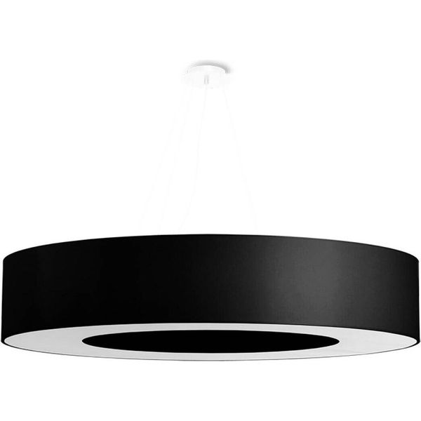 Lampadario Saturno 90 Nero 8Xe27 15W Tessuto/Pvc/Acciaio 112X90X90Cm Sollux Lighting-image