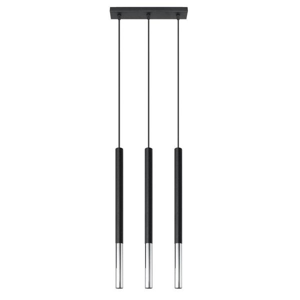 Lampada A Sospensione Mozaica 3L Nero/Cromo 3Xg9 8W Acciaio 90X5X30Cm Sollux Lighting-image