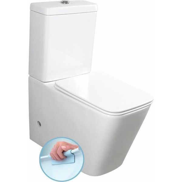 Wc Combinato Porto, Senza Bordo, Scarico Verticale/Orizzontale, Bianco-image