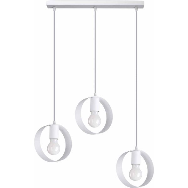 Lampada A Sospensione Titran 3 BiałA 3Xe27 15W Acciaio 110X5X56Cm Sollux Lighting-image