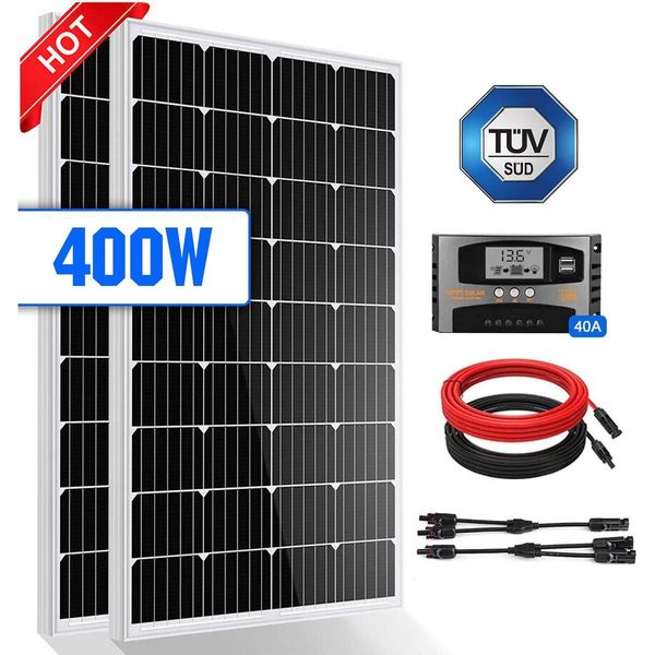 Kit Pannello Solare 400W Set Solare 12V Moduli Solari Monocristallini 40A Regolatore Di Carica Rv-image