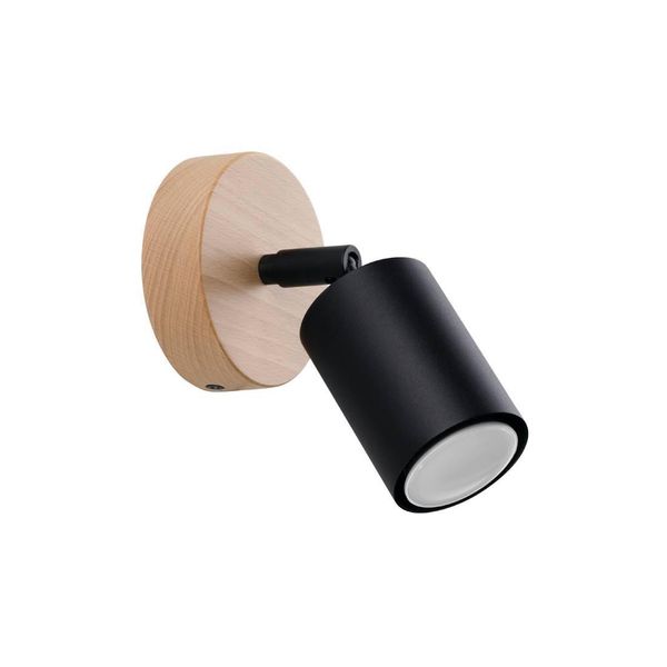 Lampada Da Parete Verdo Nero 1Xgu10 10W Acciaio/Legno 16X10X16Cm Sollux Lighting-image