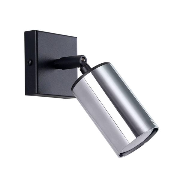Lampada A Parete Winx Nero/Cromo 1Xgu10 10W Acciaio 18.5X8X8Cm Sollux Lighting-image