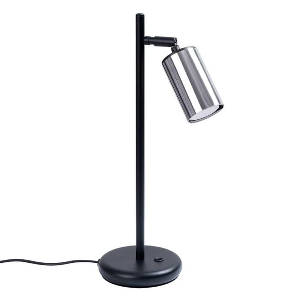 Lampada Da Tavolo Winx Nero/Cromo 1Xgu10 10W Acciaio 44X15X13Cm Sollux Lighting-image