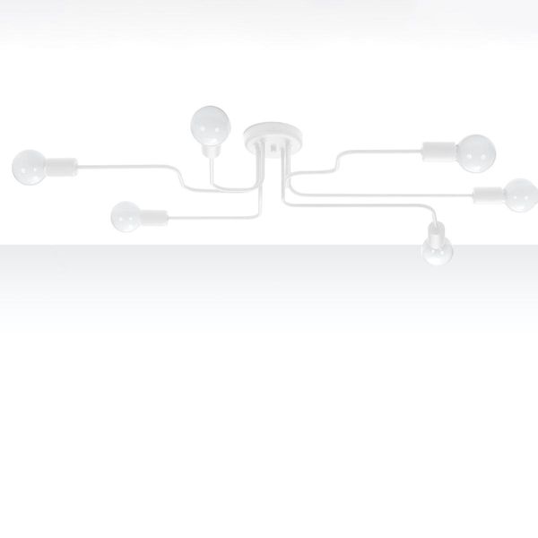 Lampadario Vector 6 Bianco 6Xe27 15W Acciaio 15.5X64X80Cm Sollux Lighting-image