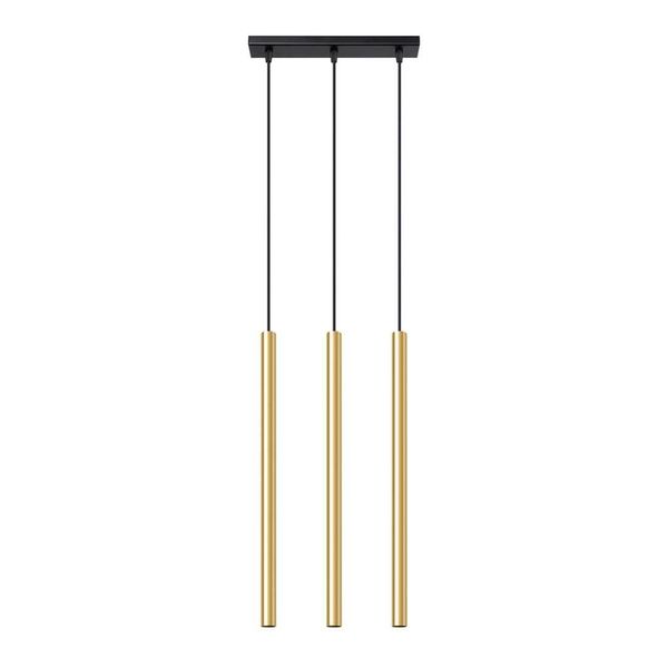 Lampada A Sospensione Pastelo 3L Oro Lucido 3Xg9 8W Acciaio 90X5X30Cm Sollux Lighting-image