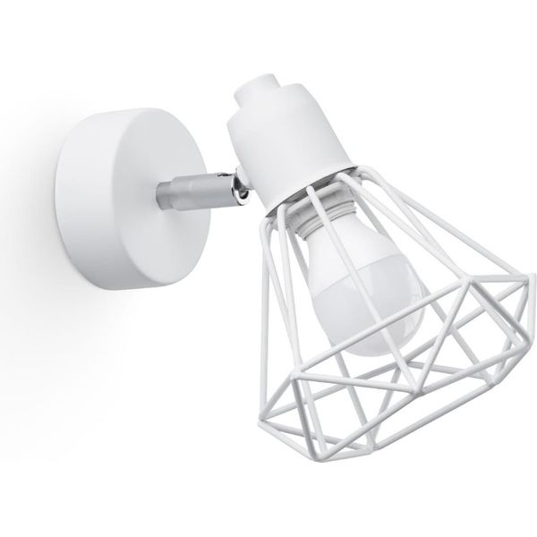 Lampada Da Parete Artemis 1 Bianco 1Xe14 10W Acciaio 18X15X18Cm Sollux Lighting-image