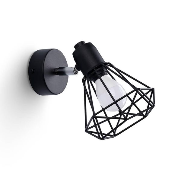 Lampada Da Parete Artemis 1 Nero 1Xe14 10W Acciaio 18X15X18Cm Sollux Lighting-image