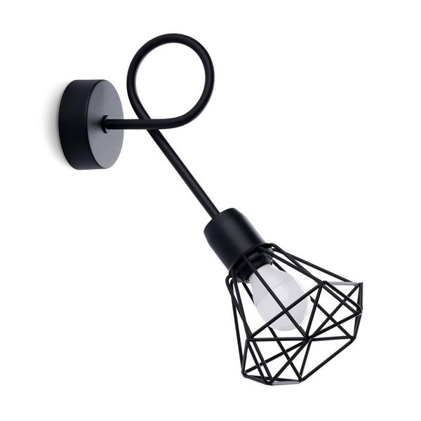 Lampada Da Parete Artemis 1S Nero 1Xe14 10W Acciaio 30X28X15Cm Sollux Lighting-image