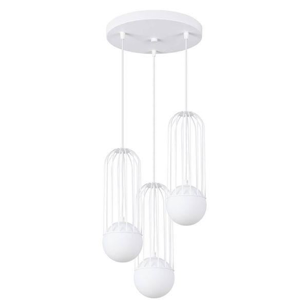 Lampada A Sospensione Brina 3P Bianco 3Xg9 8W Acciaio 115X34X34Cm Sollux Lighting-image