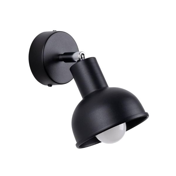 Lampada Da Parete Elba Nero 1Xe27 15W Acciaio 17X11X19Cm Sollux Lighting-image