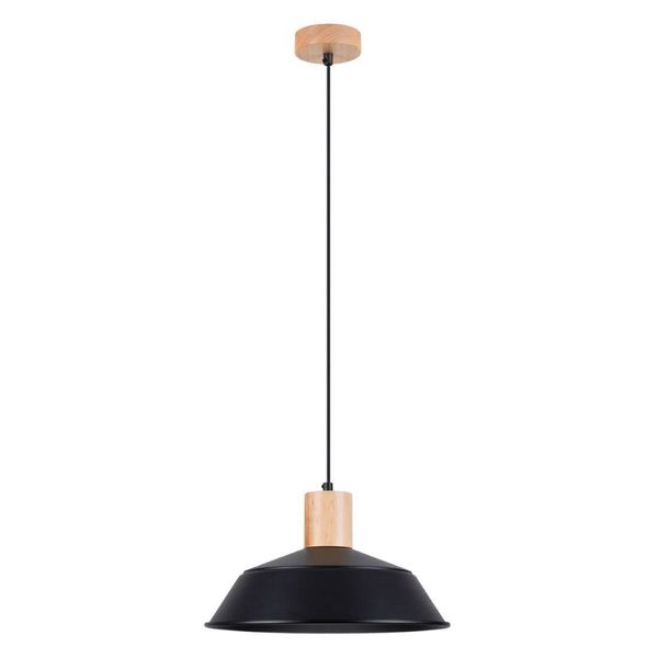 Lampada A Sospensione Fano Nero 1Xe27 15W Acciaio 120X34X34Cm Sollux Lighting-image