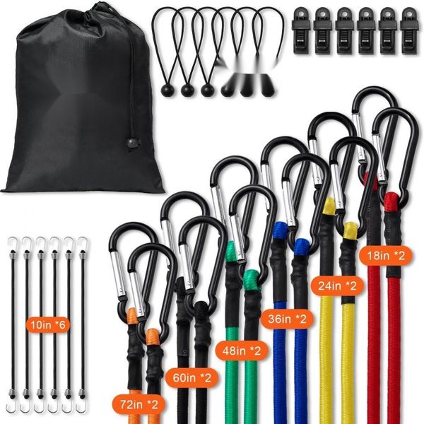 Corda Elastica Di Espansione 30 Pezzi Corda Per Bagagli In Gomma Gancio A J - Corda Elastica In Gomma Per Un Trasporto Sicuro - Pratico Cordino Bungee-image