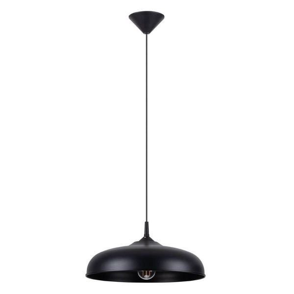 Lampada A Sospensione Gina Nero 1Xe27 15W Acciaio 74X38X38Cm Sollux Lighting-image