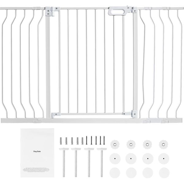 Succebuy Cancelletto Di Sicurezza Per Bambini Extra Largo Da 29,5" A 53"", Cancelletto Di Sicurezza Per Cani Alto 30"" Per Scale E Porte, Cancelletto Di Sicurezza A Chiusura Automatica Per Bambini E Animali Domestici Con Set Di Montaggio A Spinta E A Parete, Bianco"-image
