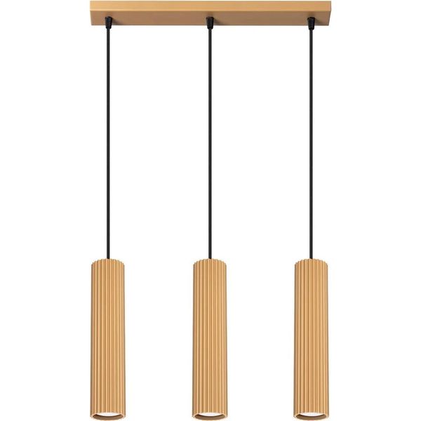 Lampada A Sospensione Karbon 3L Oro 3Xgu10 10W Alluminio 98X6.5X45Cm Sollux Lighting-image