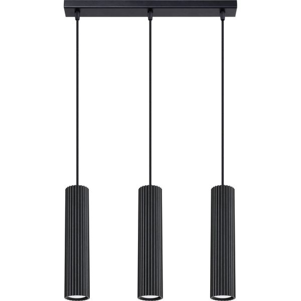 Lampada A Sospensione Karbon 3L Nero 3Xgu10 10W Alluminio 98X6.5X45Cm Sollux Lighting-image