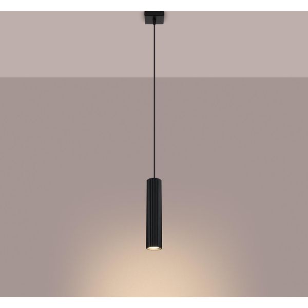 Lampada A Sospensione Karbon 1 Nero 1Xgu10 10W Alluminio 118X8X8Cm Sollux Lighting-image