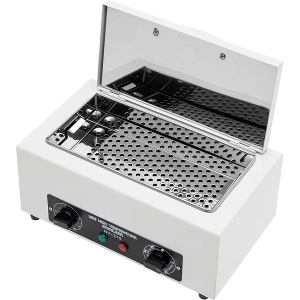Sterilizzatore Per Strumenti Per Unghie, Calore Secco 300 W, Grande Capacità 2 L, Doppio Controllo Di Tempo E Temperatura, Bianco-image