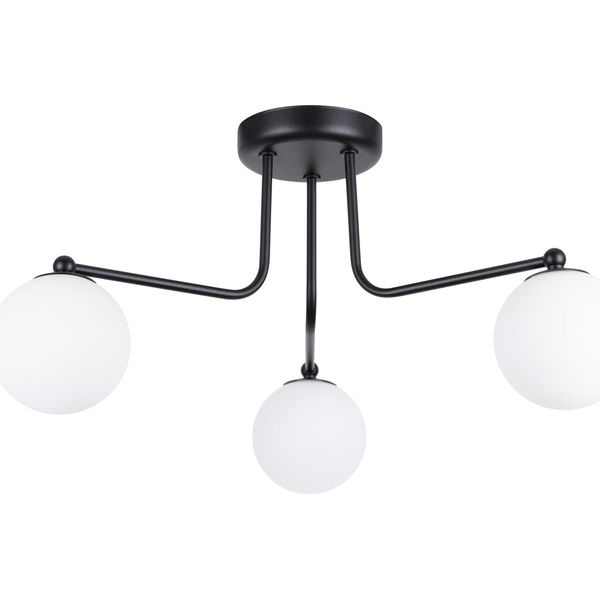 Lampadario Astral 3 Nero 3Xg9 8W Acciaio/Vetro 29X62X62Cm Sollux Lighting-image