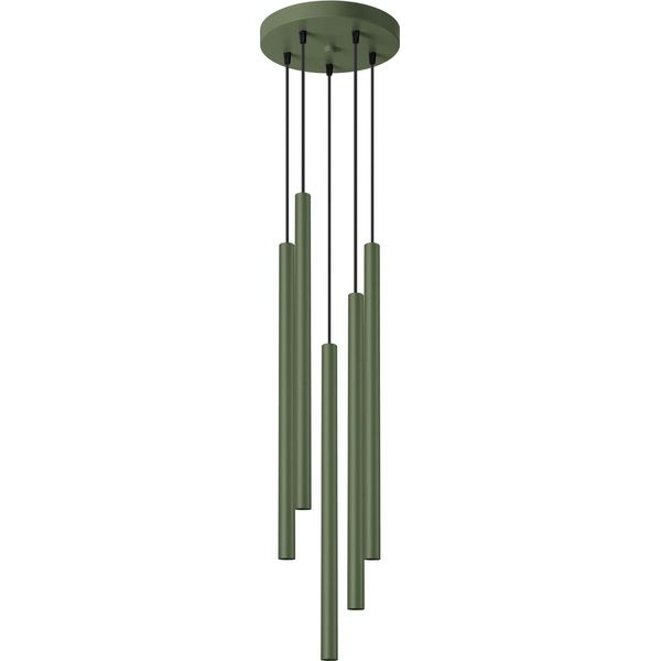 Lampada A Sospensione Pastelo 5P Verde Oliva 5Xg9 8W Acciaio 104X25X25Cm Sollux Lighting-image