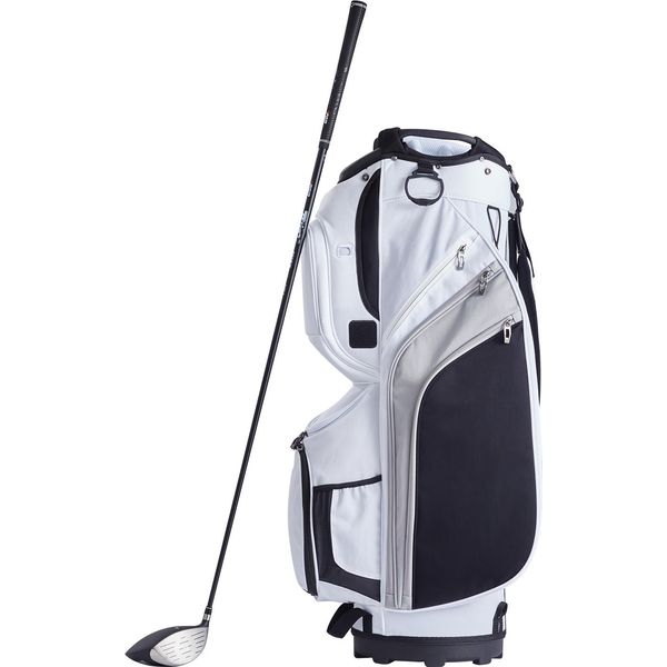 Succebuy Borsa Per Golf Cart Con Divisorio Superiore A 14 Tasche, 91,4 Cm, 13 Tasche, Nylon Premium, Resistente Per Uomini E Donne, Design A Blocchi Di Colore Bianco-image