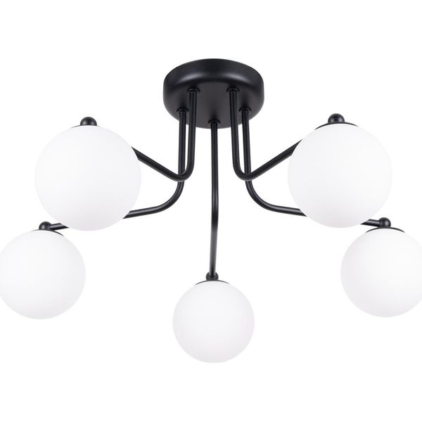 Lampadario Astral 5 Nero 5Xg9 8W Acciaio/Vetro 29X64X58Cm Sollux Lighting-image