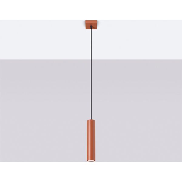 Lampada A Sospensione Lagos 1 Rosso Ocra 1Xgu10 10W Acciaio 118X8X8Cm Sollux Lighting-image