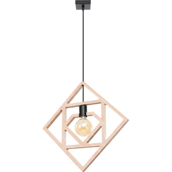 Lampada A Sospensione Caro 1Xe27 15W Legna 145X8X50Cm Sollux Lighting-image