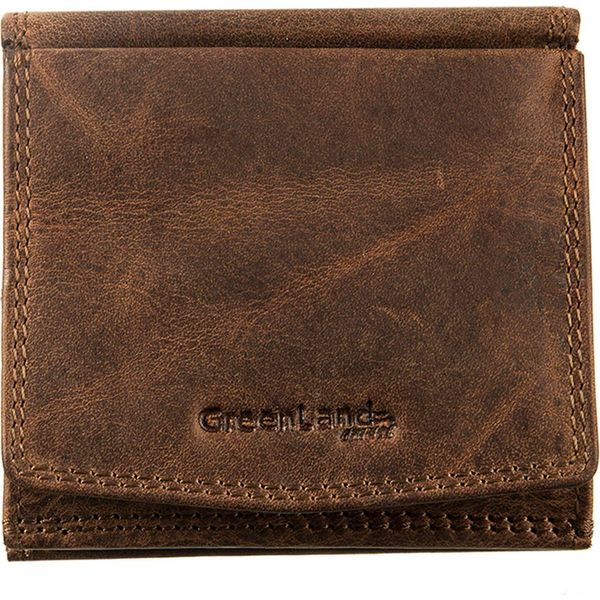 Greenland Nature Pelle Portafoglio Scatola Viennese Montenegro Wiener Wallet Brown Marrone-image