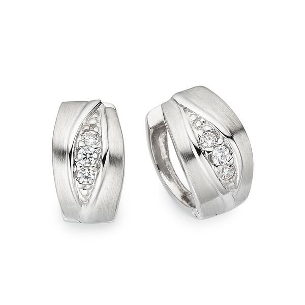 Paar Creolen Firetti "Schmuck Geschenk Silber 925 Ohrschmuck Ohrringe", Silber (Silberfarben, Kristallweiß, Kristallweiß), Ohrringe, Damen, 13Mm, Silber 925 (Sterlingsilber), Mit Zirkonia (Synth.)-image
