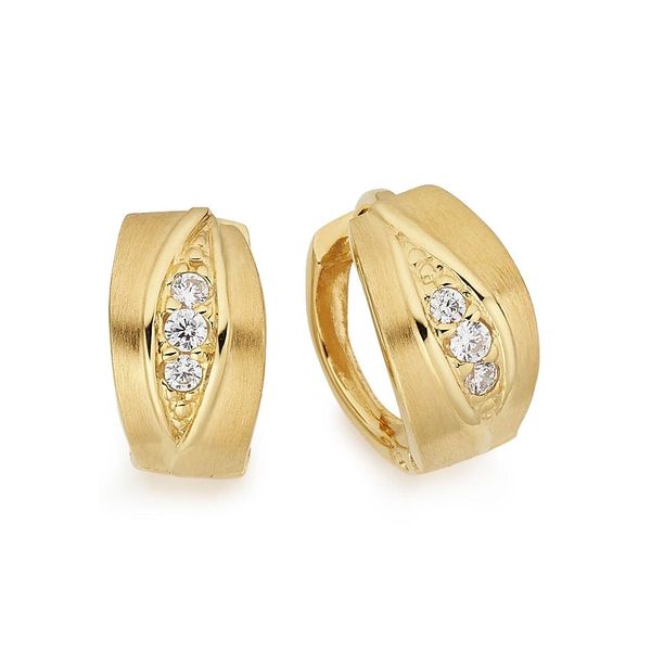 Paar Creolen Firetti "Schmuck Geschenk Silber 925 Ohrschmuck Ohrringe", Gold (Gelbgoldfarben, Kristallweiß, Kristallweiß), Ohrringe, Damen, 13Mm, Silber 925 (Sterlingsilber), Mit Zirkonia (Synth.)-image