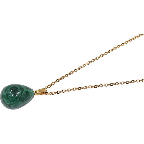 Kette Mit AnhäNger Firetti "Schmuck Geschenk Edelstahl Halsschmuck Halskette Ankerkette Tropfen", Gold (Gelbgoldfarben, GrüN), Halsketten, Damen, Edelstahl, L: 55 B: 2Mm, Made In Germany - Mit Malachit, B:2Mm-image