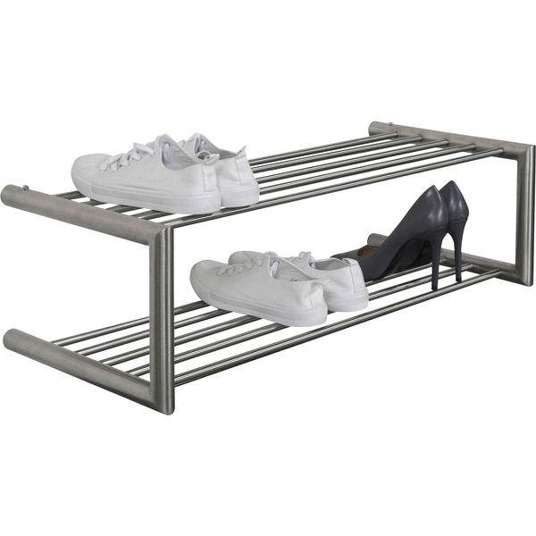 Schuhregal Spinder Design, Grau (Edelstahl), B:80Cm H:23Cm T:33,5Cm, Metall, Regale, Schuhregal, Edelmetall, Edelstahl-image