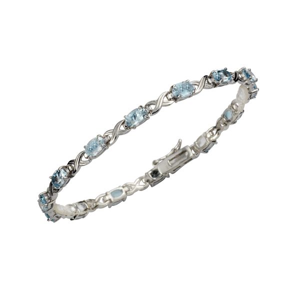 Armband Zeeme "Silber 925 Rhodiniert 19Cm Lang Mit 14X Blautopas (Beh.)", Weiß, ArmbäNder, Damen, 19Cm, Silber 925 (Sterlingsilber), GläNzend, Armband-image