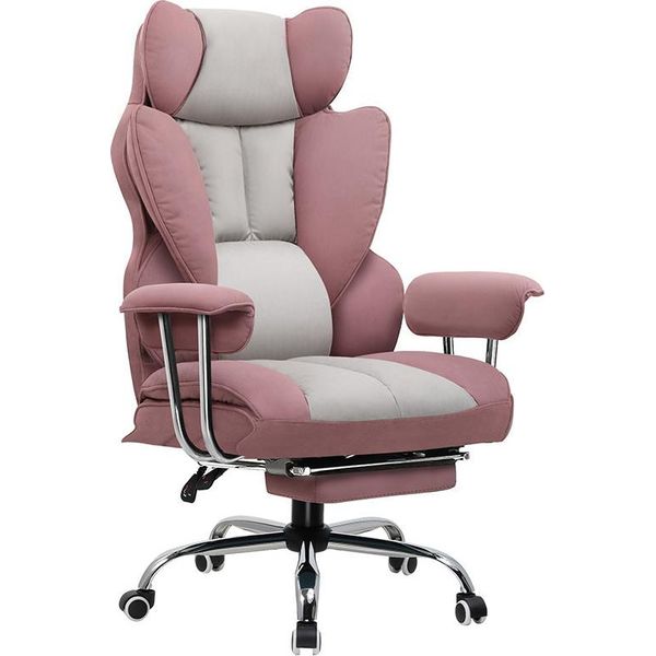 Comhoma Sedia Da Ufficio Sedia Da Gioco, Sedia Da Gamer, Sedia Da Ufficio Ergonomica In Tessuto Con Poggiapiedi, Regolabile In Altezza, Sedia Da Scrivania, Sedia Direzionale, Tessuto Rosa-image