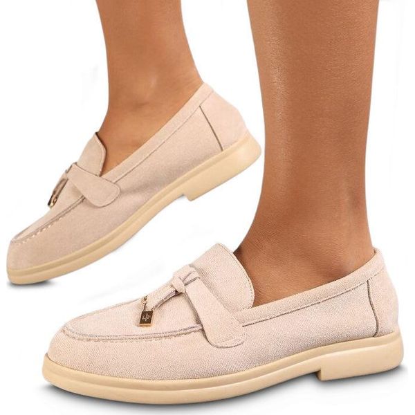 Mocassino Donna Slip On Scarpe Metà Scarpe Eleganti Mocassino Business Alisa Beige Taglia 40-image