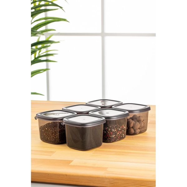 Hermia Concept, BNMPEGYAS06-5, Set Di Contenitori (6 Pezzi), 100 % Plastica, Antracite, 10 X 10 X 9,5 Cm-image