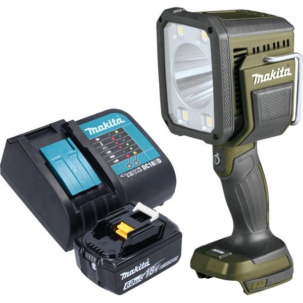 Makita Dml 812 SG1 Lampada A Mano A Batteria 18 V 1250 Lm Led Verde Oliva Avventura Outdoor Edizione Speciale + 1X Batteria Ricaricabile 6,0 Ah + Caricabatteria-image