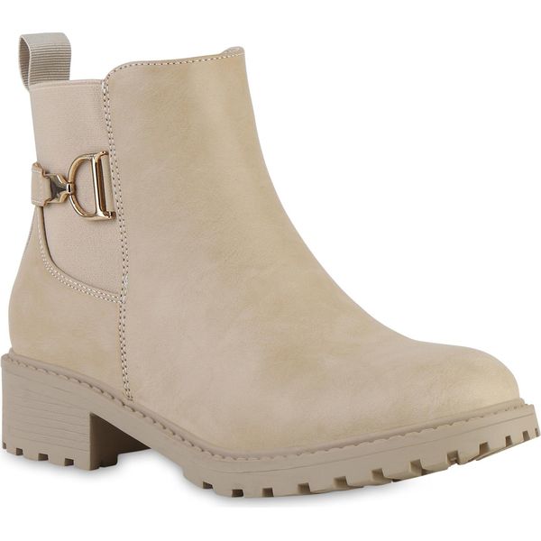 Van Hill Stivaletti Classici Leggermente Foderati Da Donna Scarpe Con Suola Profilata 841453, Colore: Beige, Taglia: 36-image