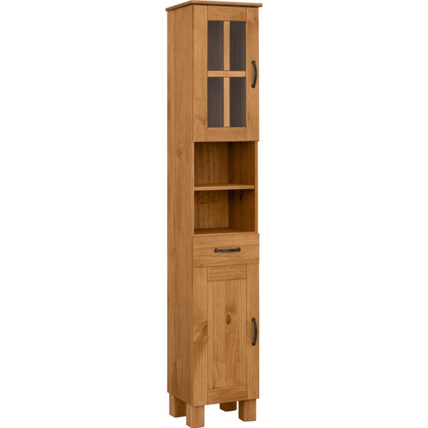 Hochschrank Home Affaire "Rodby", Beige (Natur Gebeizt, Gewachst), B:33Cm H:180Cm T:30Cm, Massivholz, SchräNke, Hochschrank, Fsc-Zertifiziertes Massivholz, Breite 33Cm, HöHe 180Cm-image