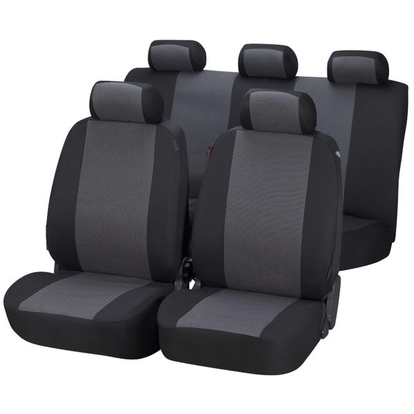 Walser Coprisedile Auto Pineto Set Completo, Coprisedile Auto Universale Nero-Grigio, Coprisedile Poliestere 12435-image