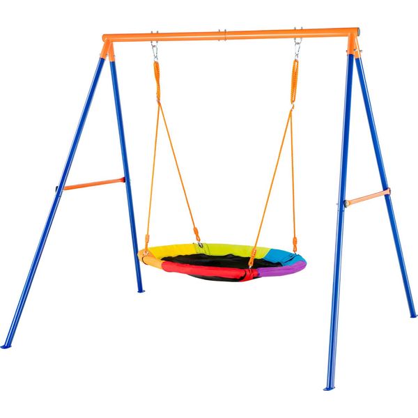 Succebuy Set Di Altalene A Telaio, Capacità Di 440 Libbre, Altalena A Piattino Da 40", Supporto In Metallo, Corda Regolabile Per Il Cortile"-image