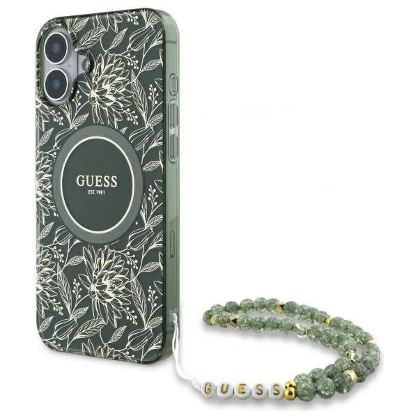 Guess Guhmp16Shcpofpa Iphone 166.1 Zielony/Verde Custodia Rigida Iml Fiori Allover Electro Con Cinturino Perla Magsafe-image