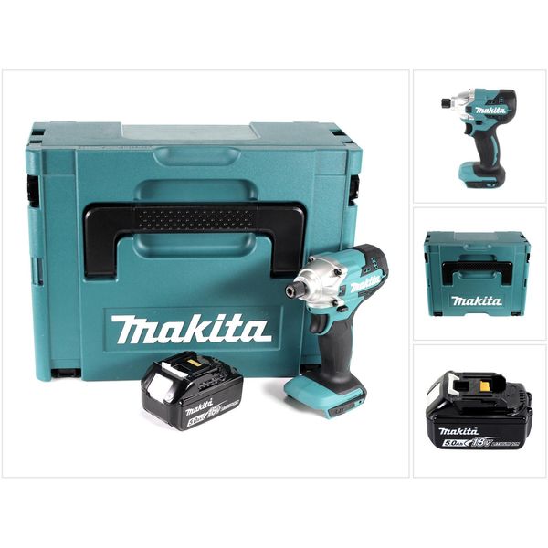Avvitatore A Impulsi A Batteria Makita Dtd 156 T1J 18V 155Nm + 1X Batteria 5,0Ah + Makpac - Senza Caricabatterie-image