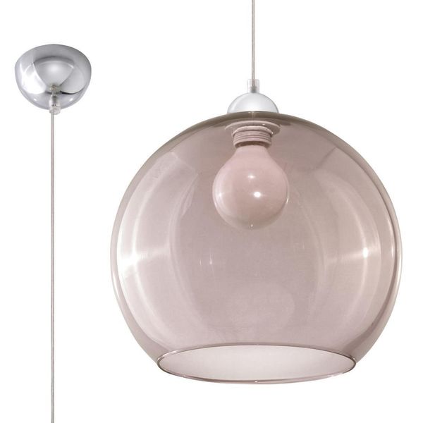 Lampada A Sospensione Ball Grafite 1Xe27 15W Acciaio/Vetro 120X30X30Cm Sollux Lighting-image