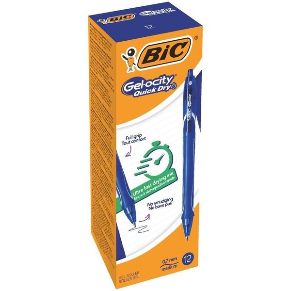 Bic Gel-Ocity Quick Dry Blu Penna A Sfera Retrattile A Clip Medio 12 Pz-image