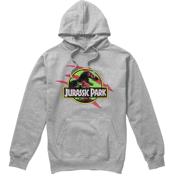 Jurassic Park - Felpa Con Cappuccio "Truck"" Con Zip Integrale Da Uomo TV2142 (S) (Grigio Screziato)"-image