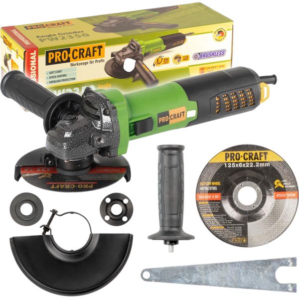 Smerigliatrice Angolare Procraft PW2350 1300 Watt 125 Mm Brushless-image